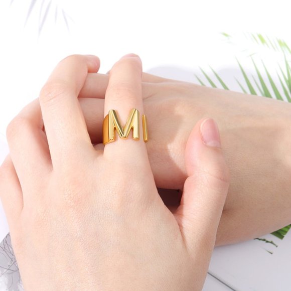 New!! 18k gold plated A-Z Letter Rings Adjustable - Picture 4 of 15
